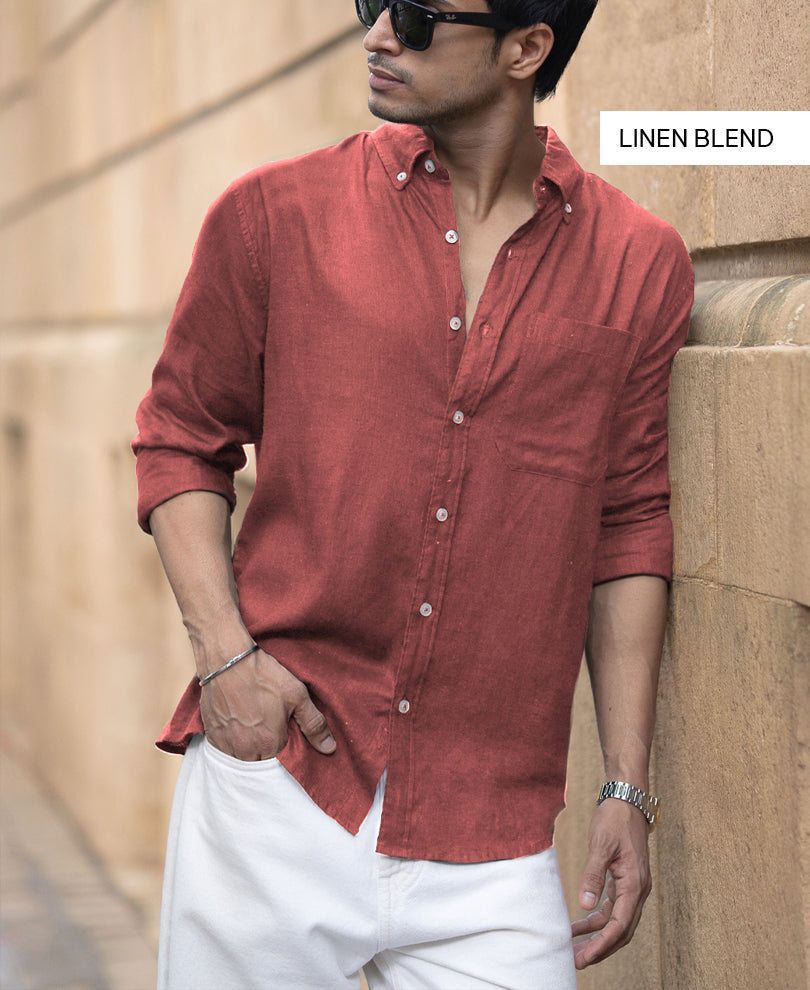 Brick Linen Blend Shirt