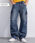 Blue Washed Cargo Jeans