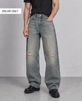 Tinted Blue Distressed Baggy Jeans