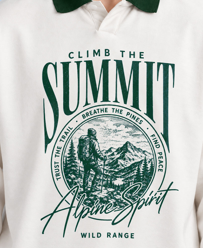 Cream Contrast Print Sweatshirt