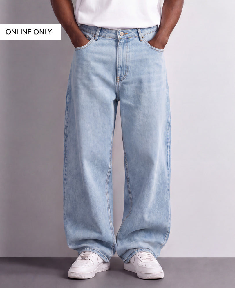Blue Washed Baggy Fit Jeans