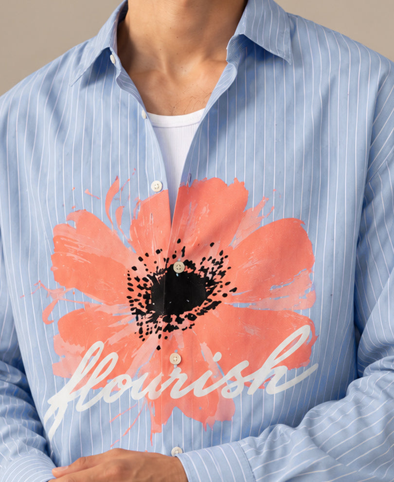 Floral Print Stripe Shirt