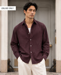 Dark Brown Cotton Oxford Stripe Shirt
