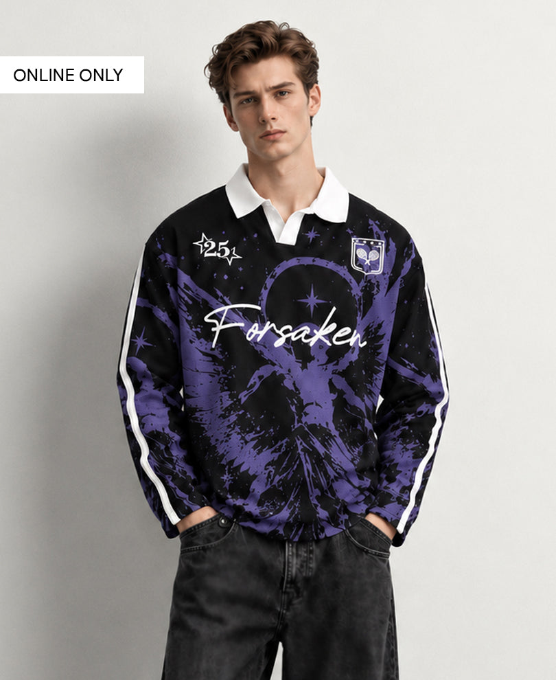 Black Printed Structured Polo T-Shirt