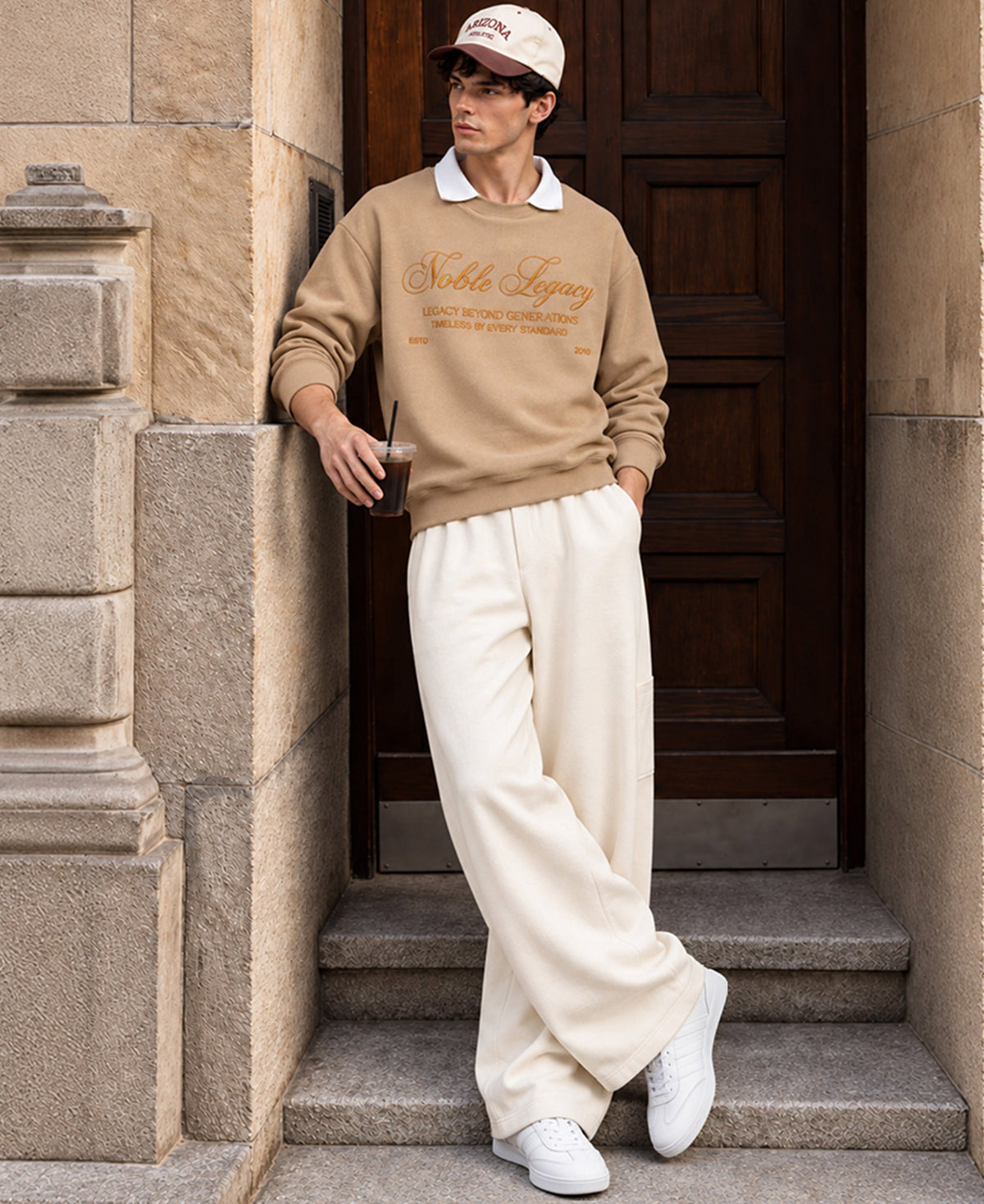 Beige Embroidered Knitted T-Shirt