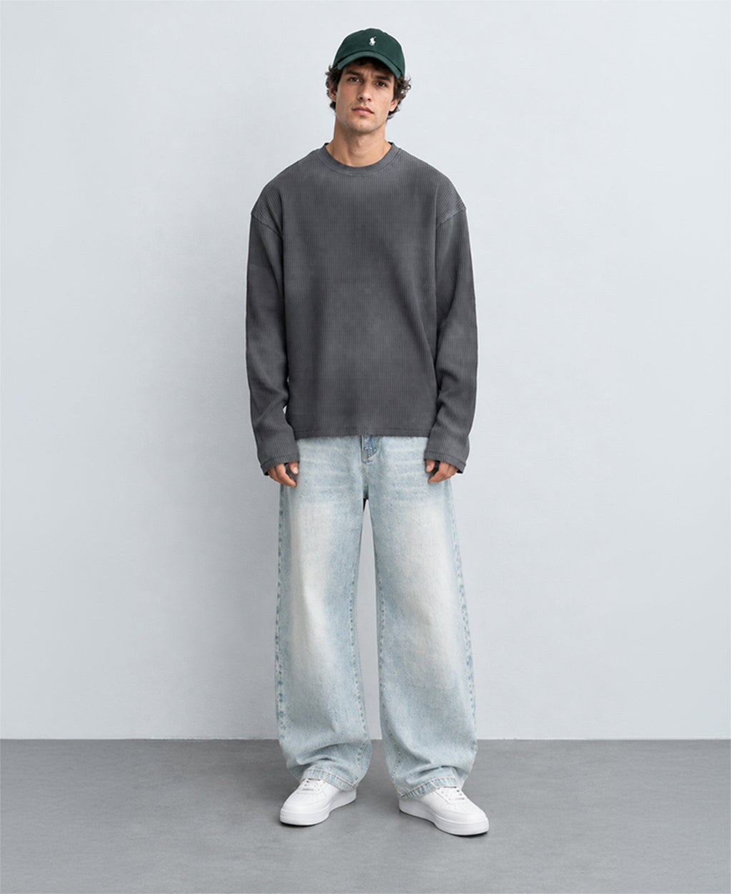 Dark Grey Printed Structured T-Shirt