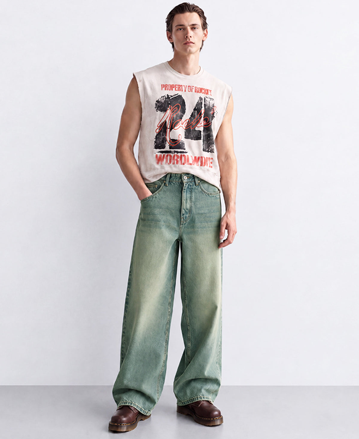 Tinted Blue Washed Baggy Jeans