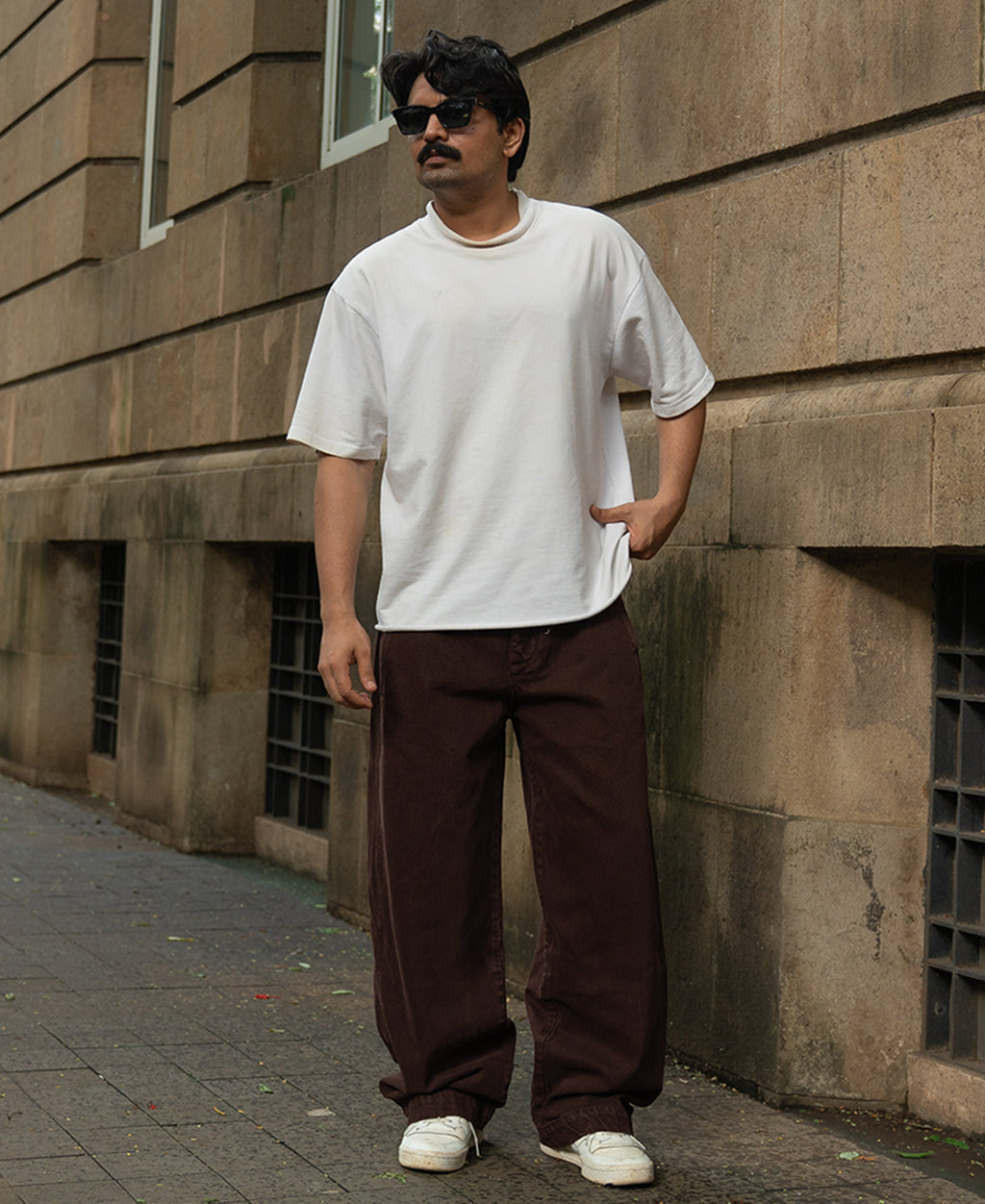 Brown Washed Barrel Fit Jeans