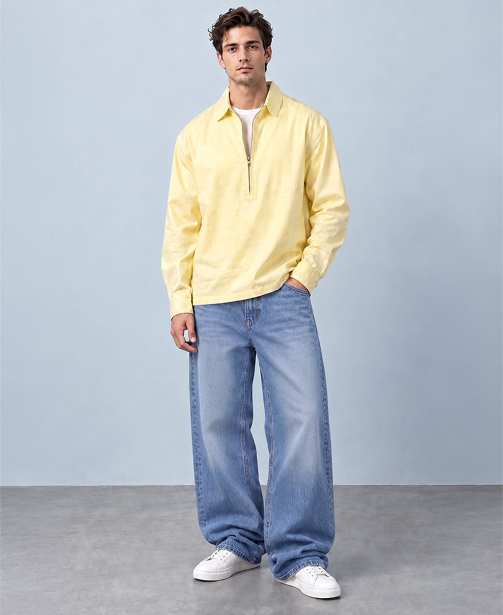 Butter Yellow Zipper Kurta Shirt