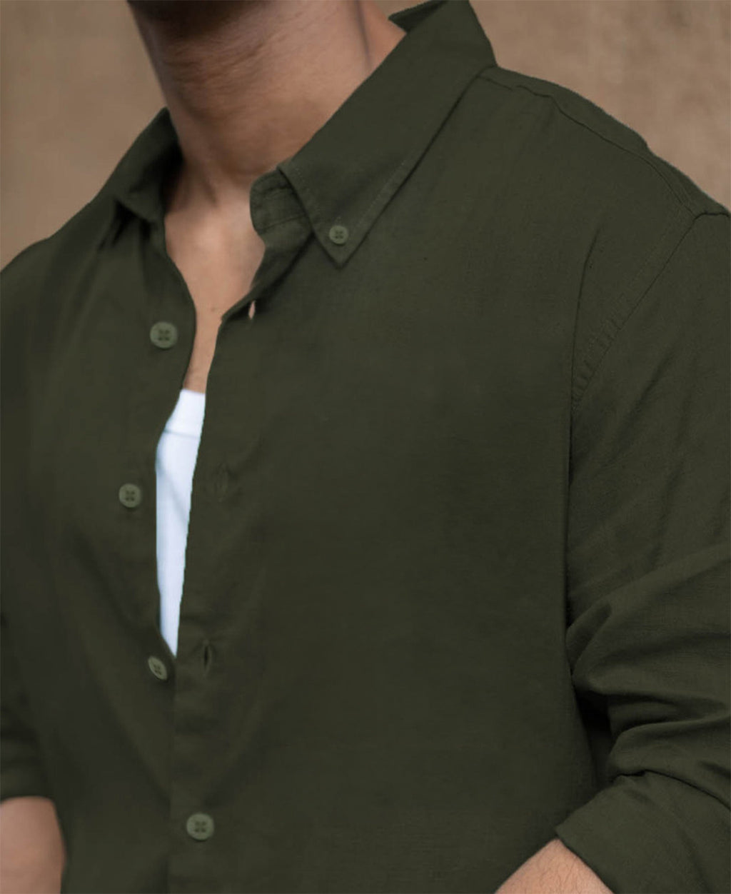 Olive Linen Blend Shirt