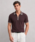 Brown Structured Polo Knit T-Shirt