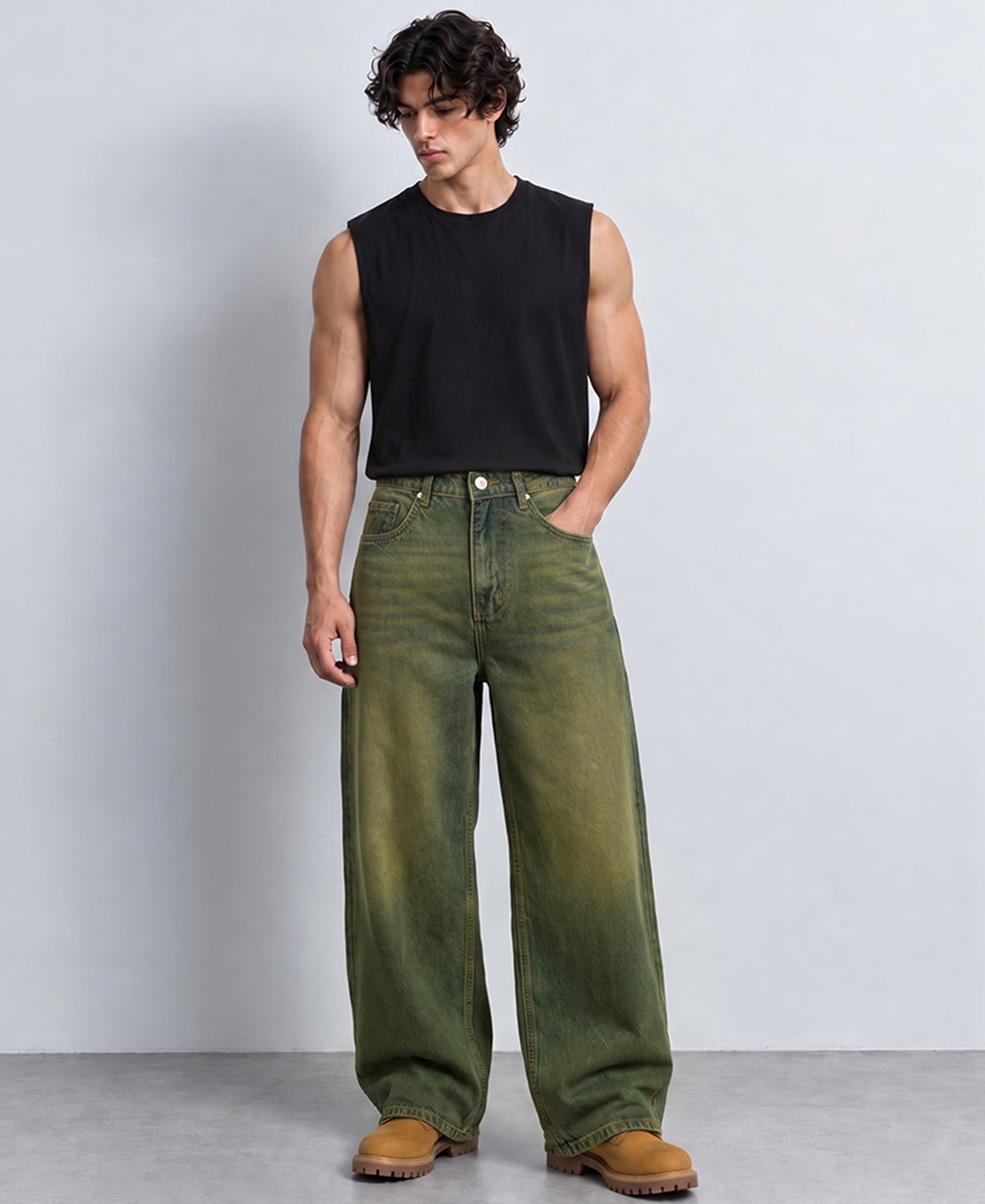 Blue Tinted Baggy Fit Jeans
