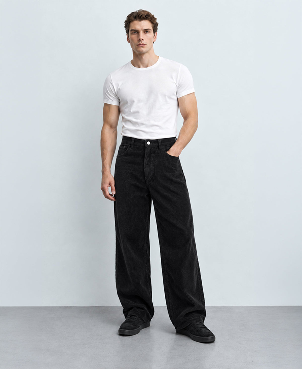 Black Corduroy Baggy Pants