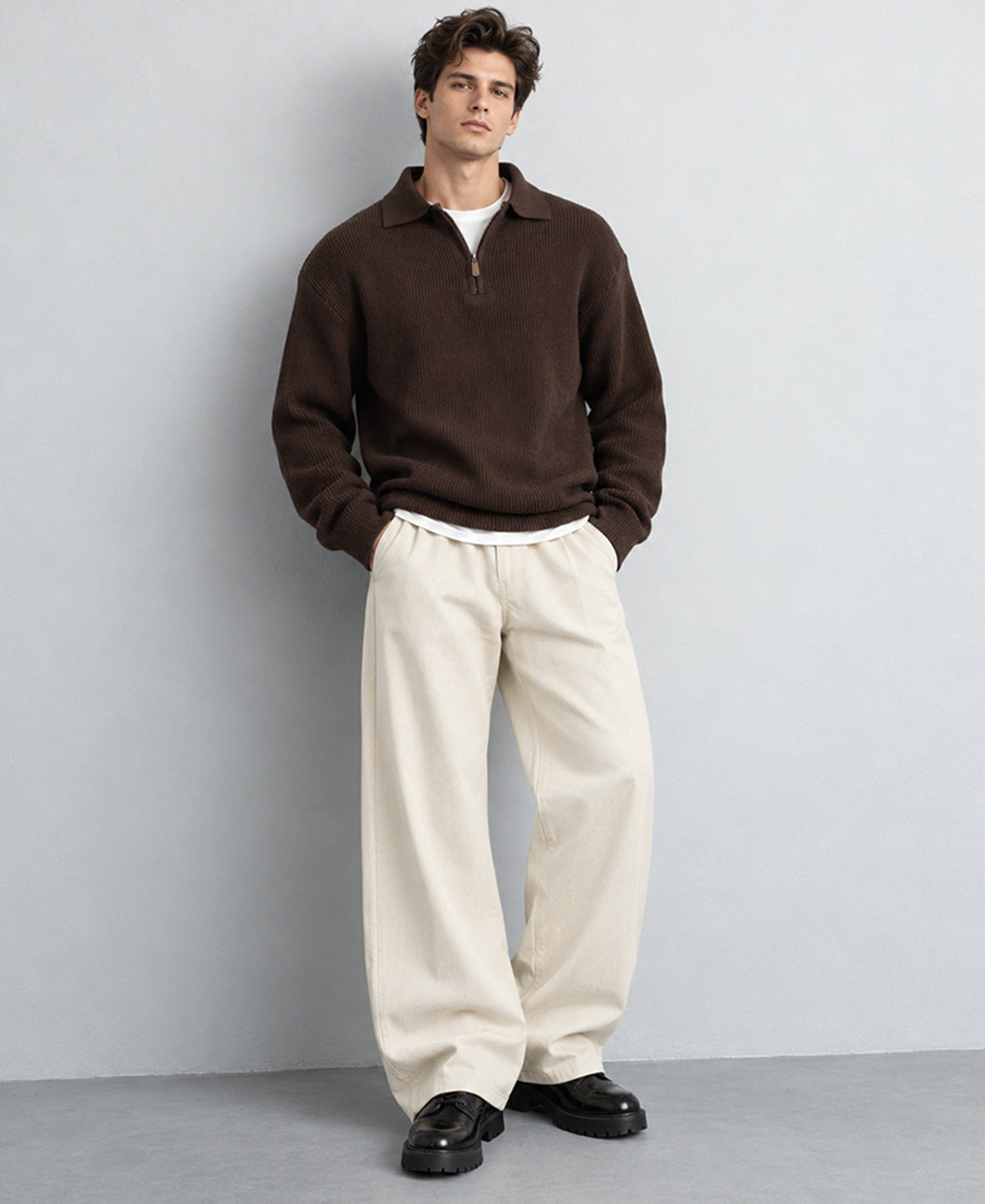Brown Zipper Sweater
