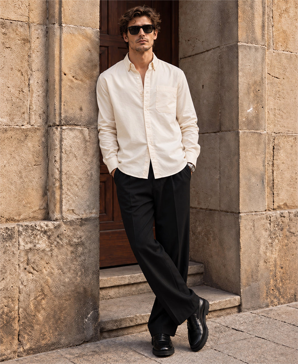 Cream Oxford Botton Down Shirt