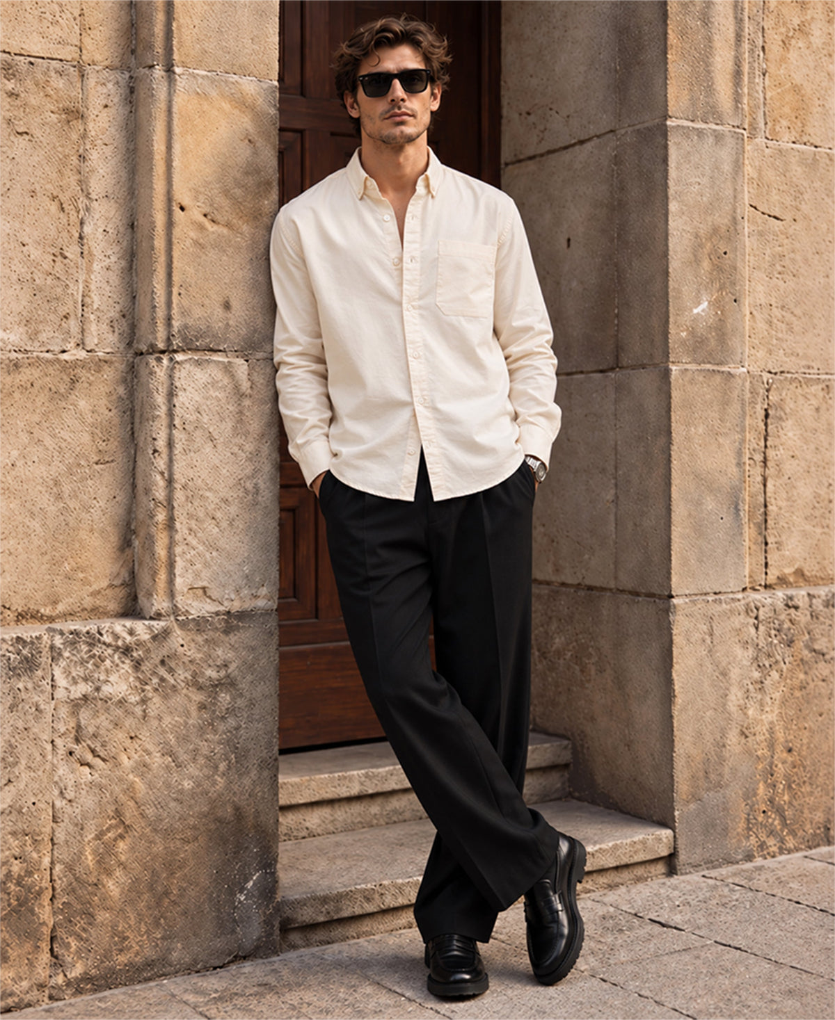 Cream Oxford Botton Down Shirt