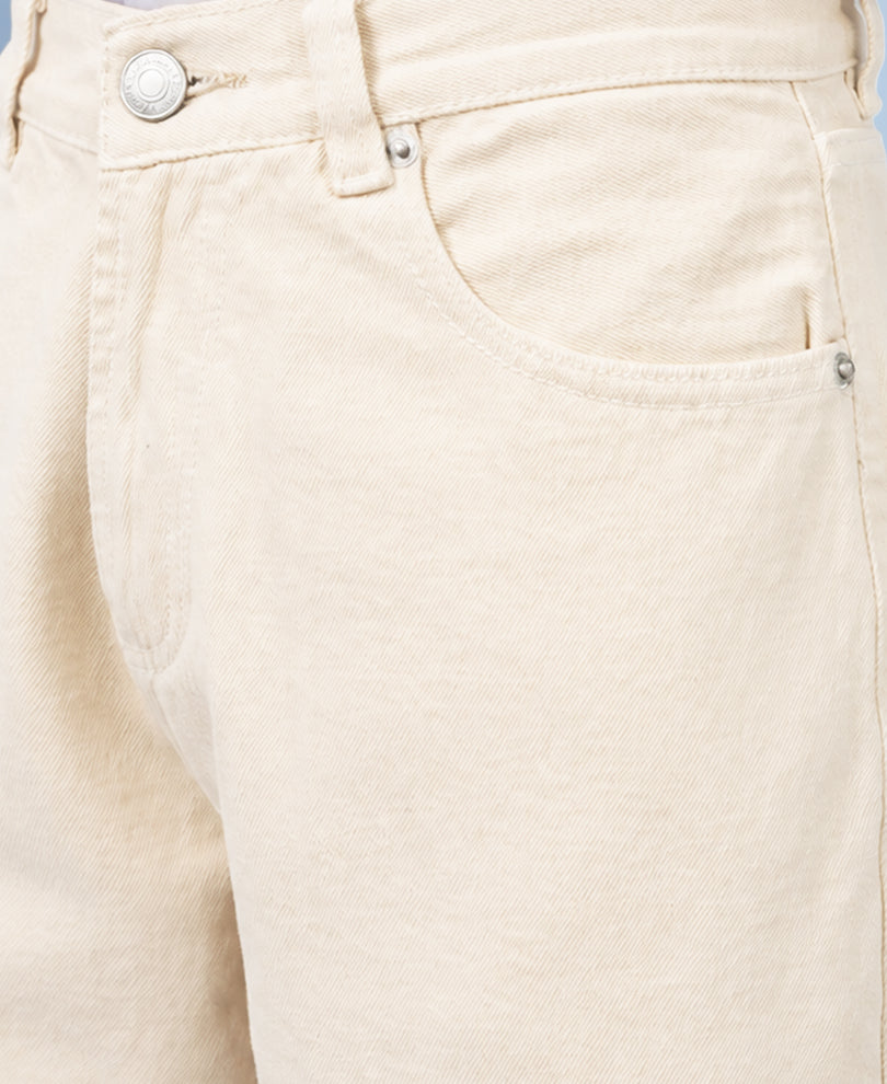 Cream Baggy Fit Jeans
