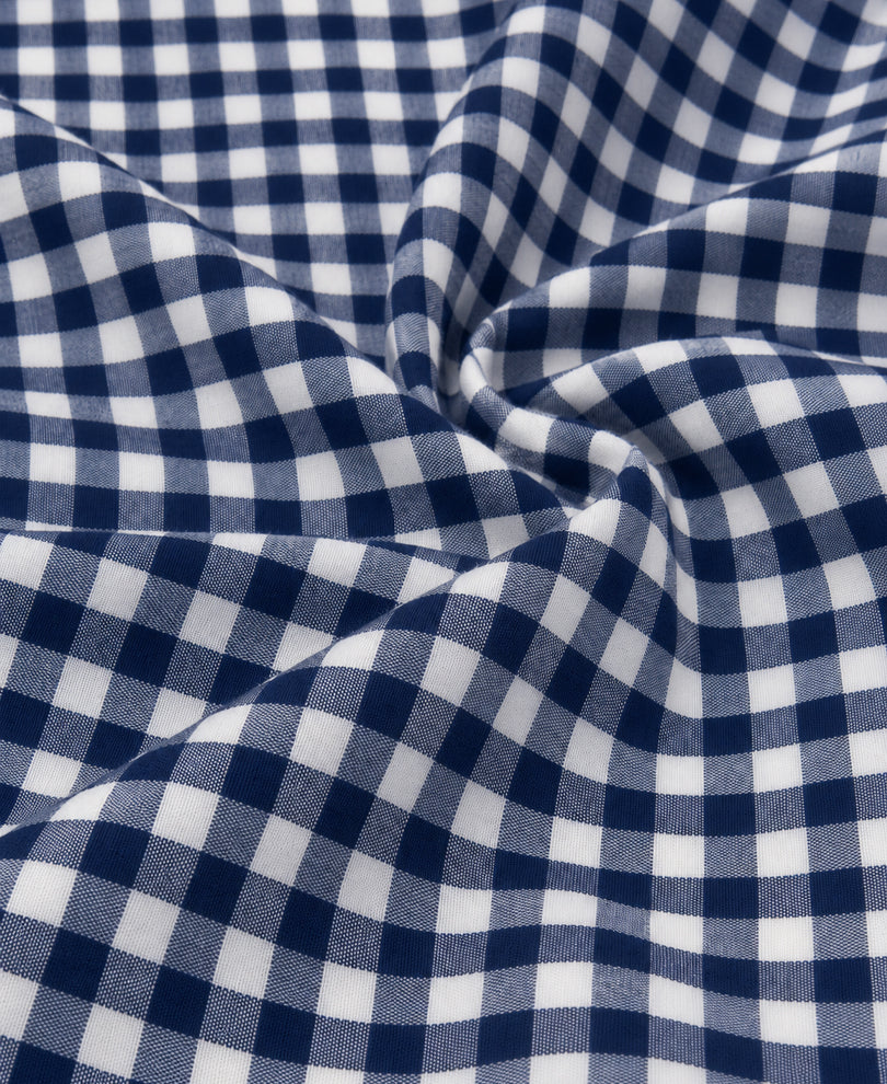 Blue Embroidered Micro Checks Shirt