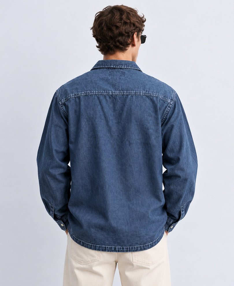 Mid Blue Denim Kurta Shirt