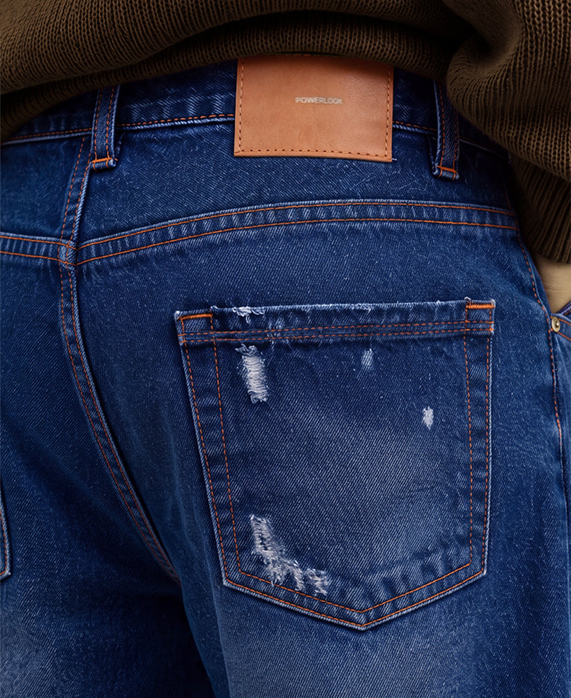Blue Distressed Baggy Jeans