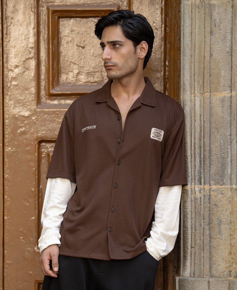 Brown Doctor Sleeve Jersey Shirt