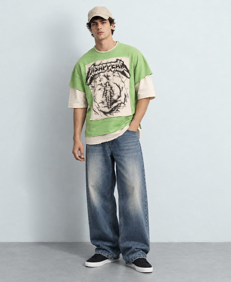 Mint Double Layered Printed T-Shirt