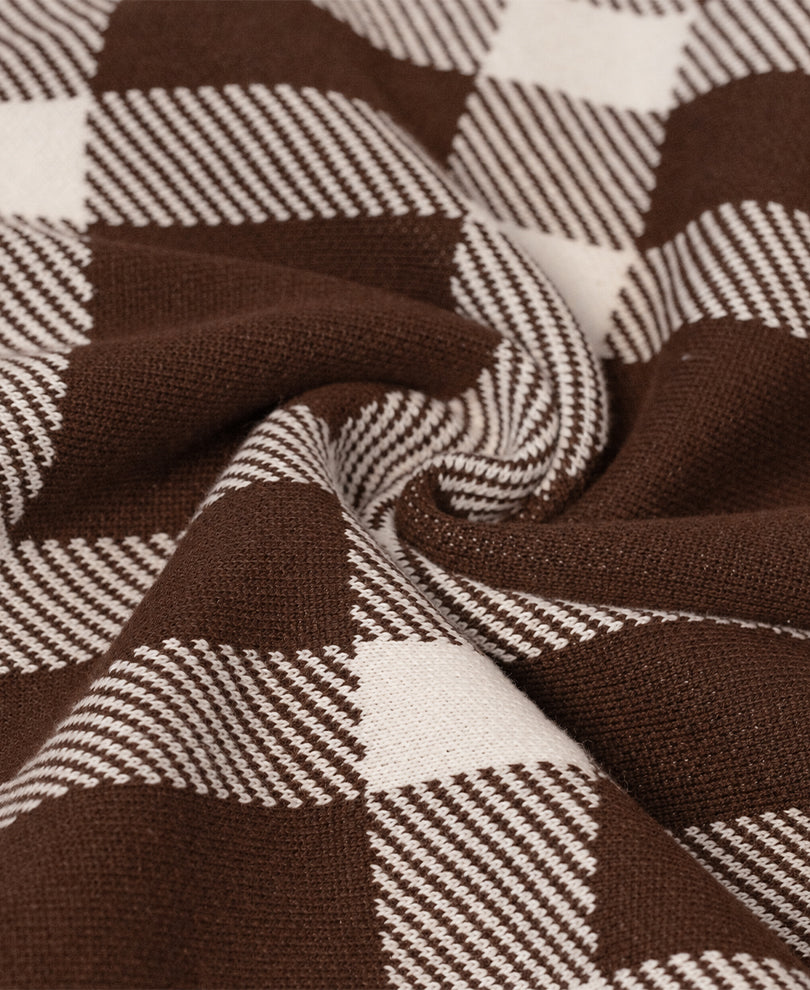 Brown Checks Knitted T-Shirt