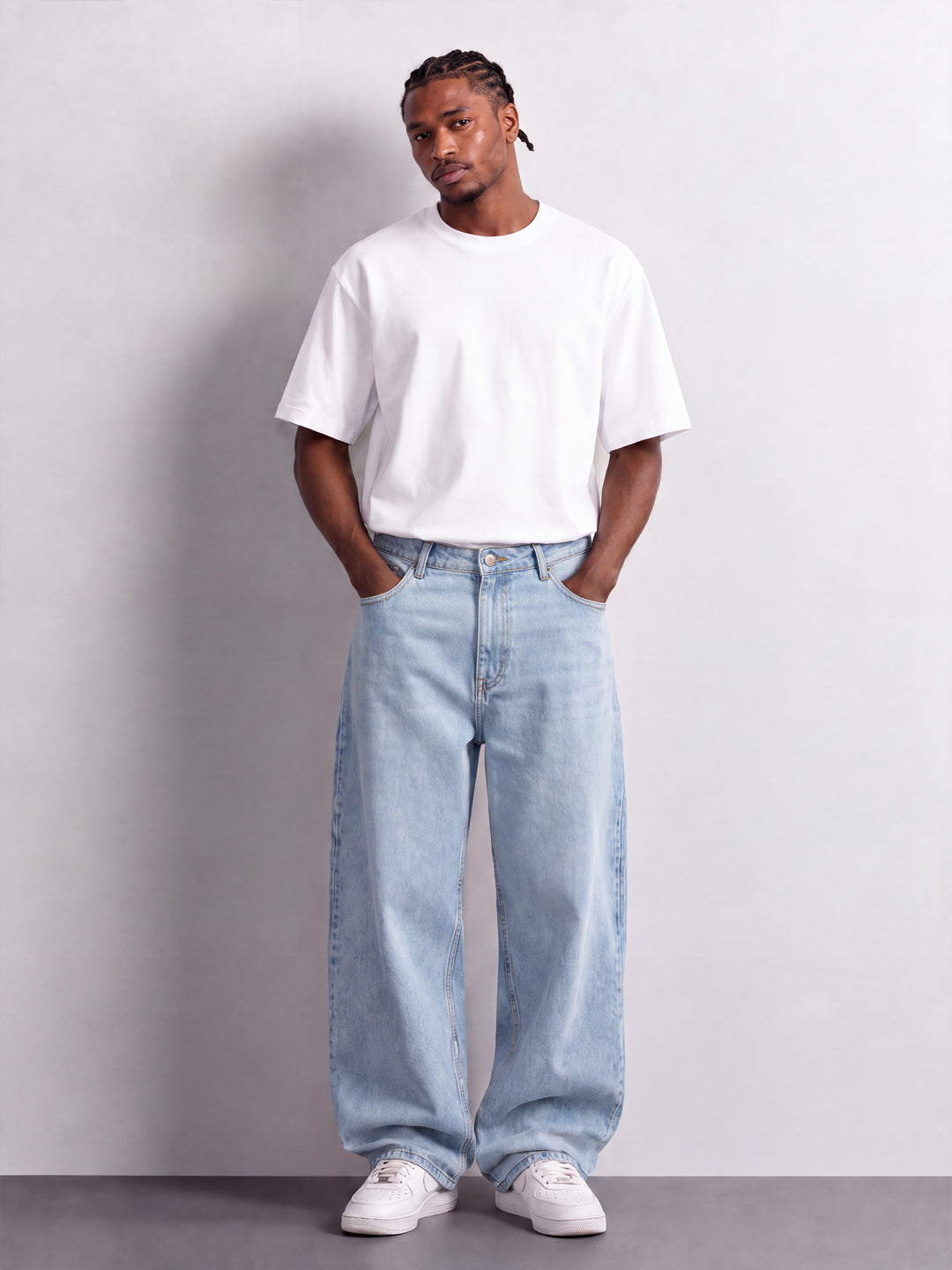 Blue Washed Baggy Fit Jeans