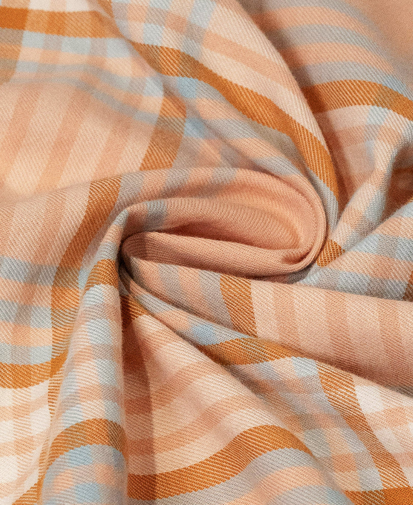 Light Peach Printed Checks Shirt