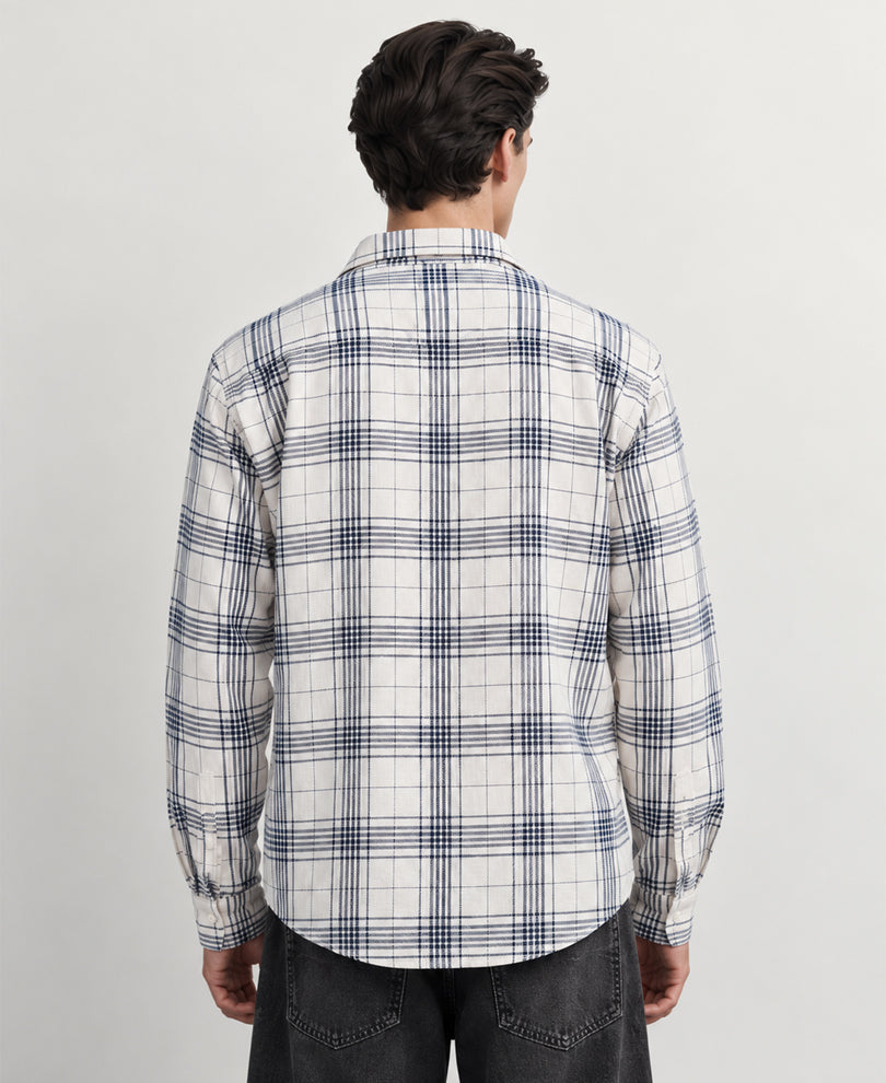 White Structured Checks Shirt
