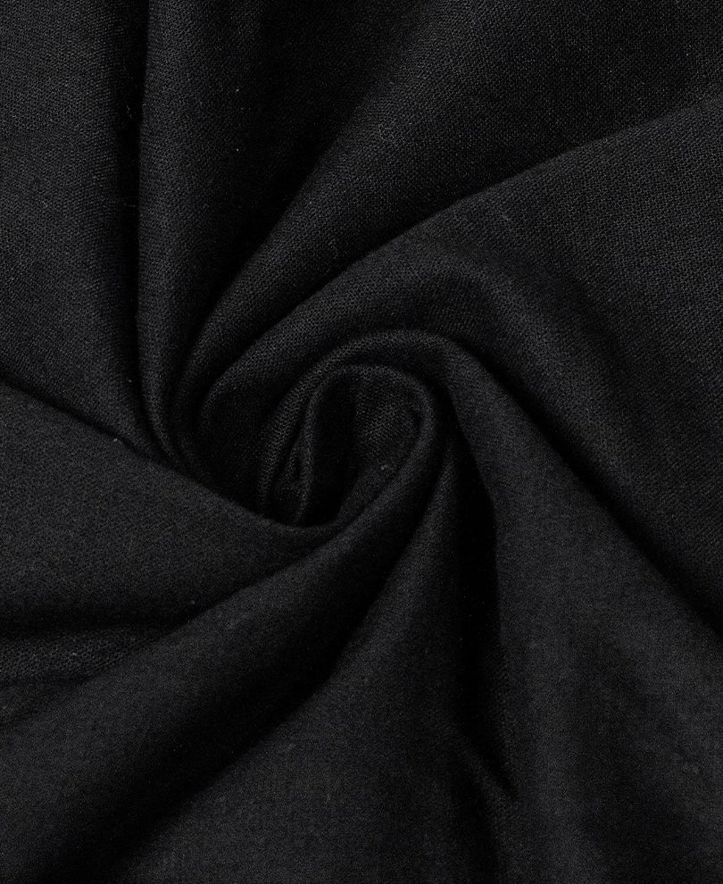 Black Linen Blend Kurta Shirt