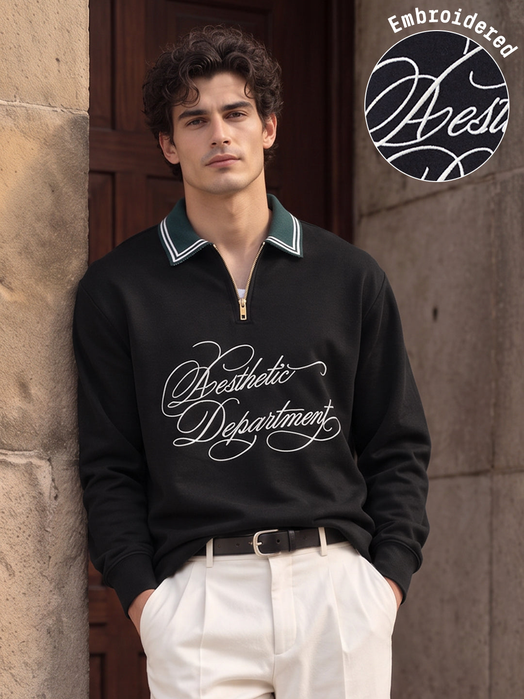 Black Contrast Collar Polo T-Shirt