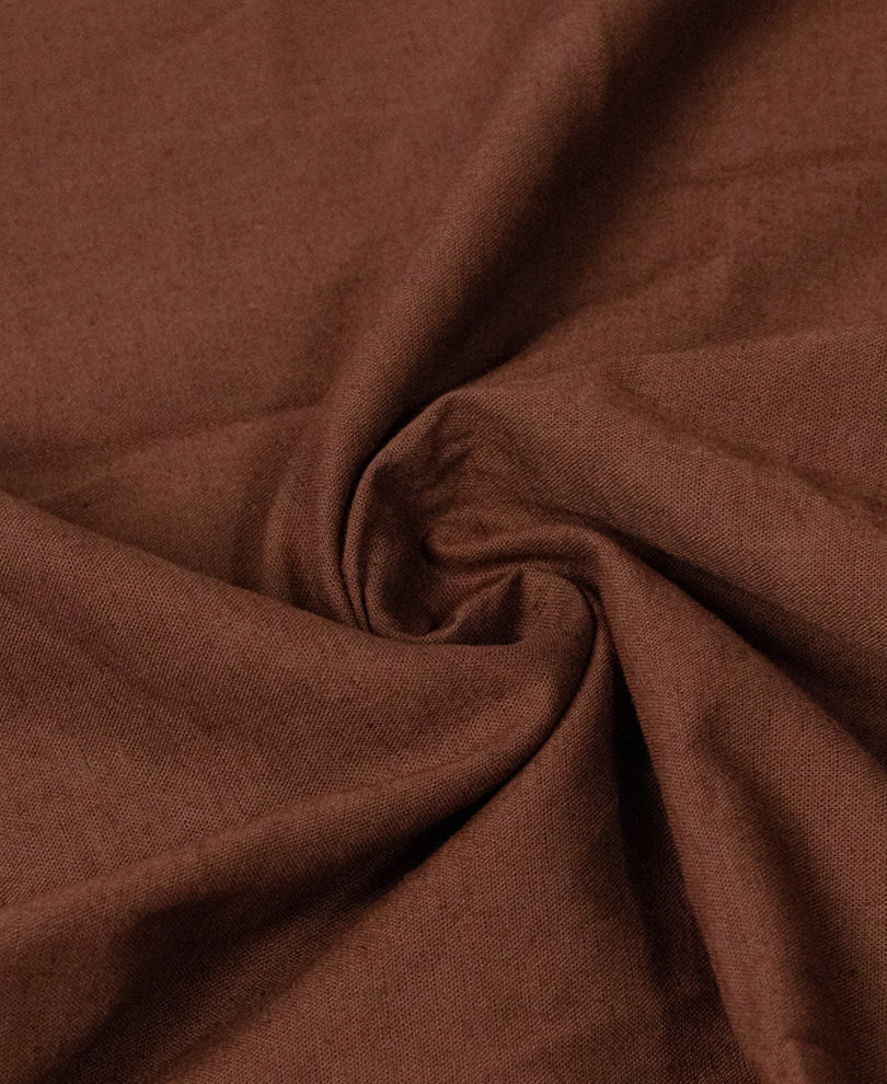 Brown Linen Blend Embroidered Kurta Shirt