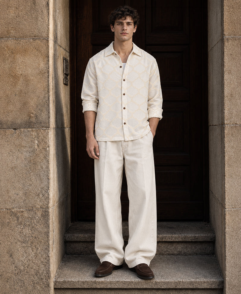 Off White Jacquard Shirt