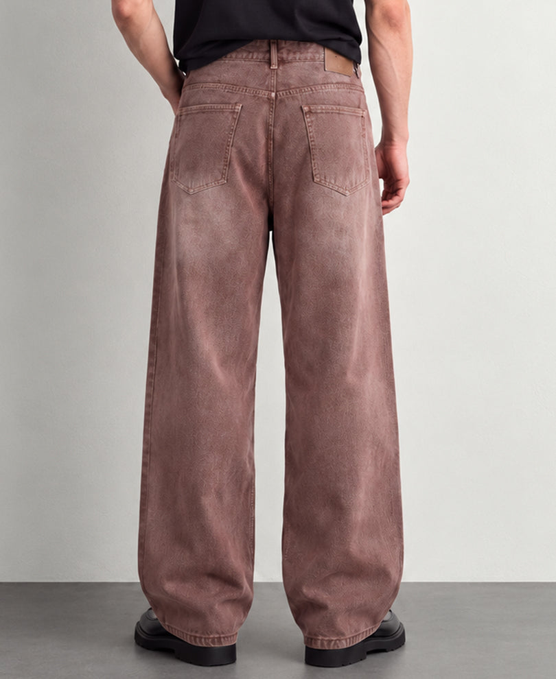 Dusty Peach Washed Baggy Jeans