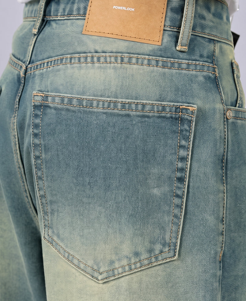 Tinted Blue Washed Baggy Denim Jeans