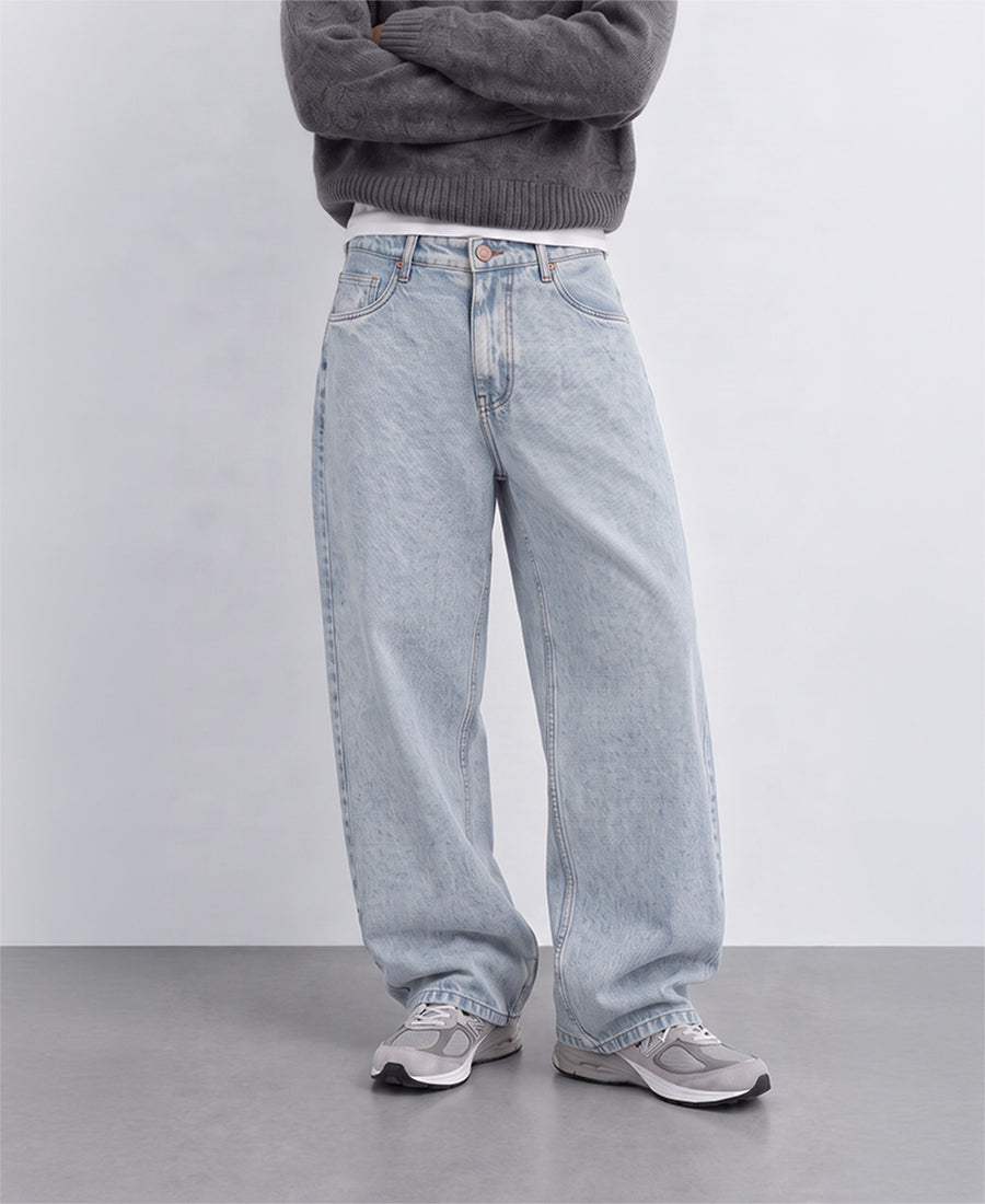 Blue Washed Baggy Jeans