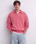 Pink Structured Polo Sweater