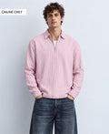 Pink Striped Zipper Shirt