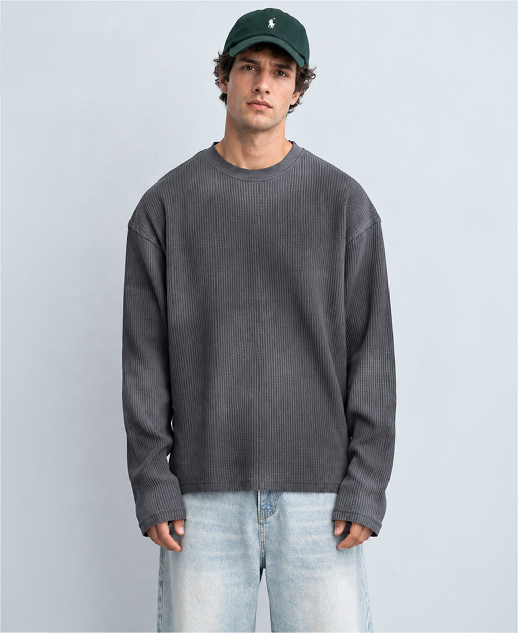 Dark Grey Printed Structured T-Shirt