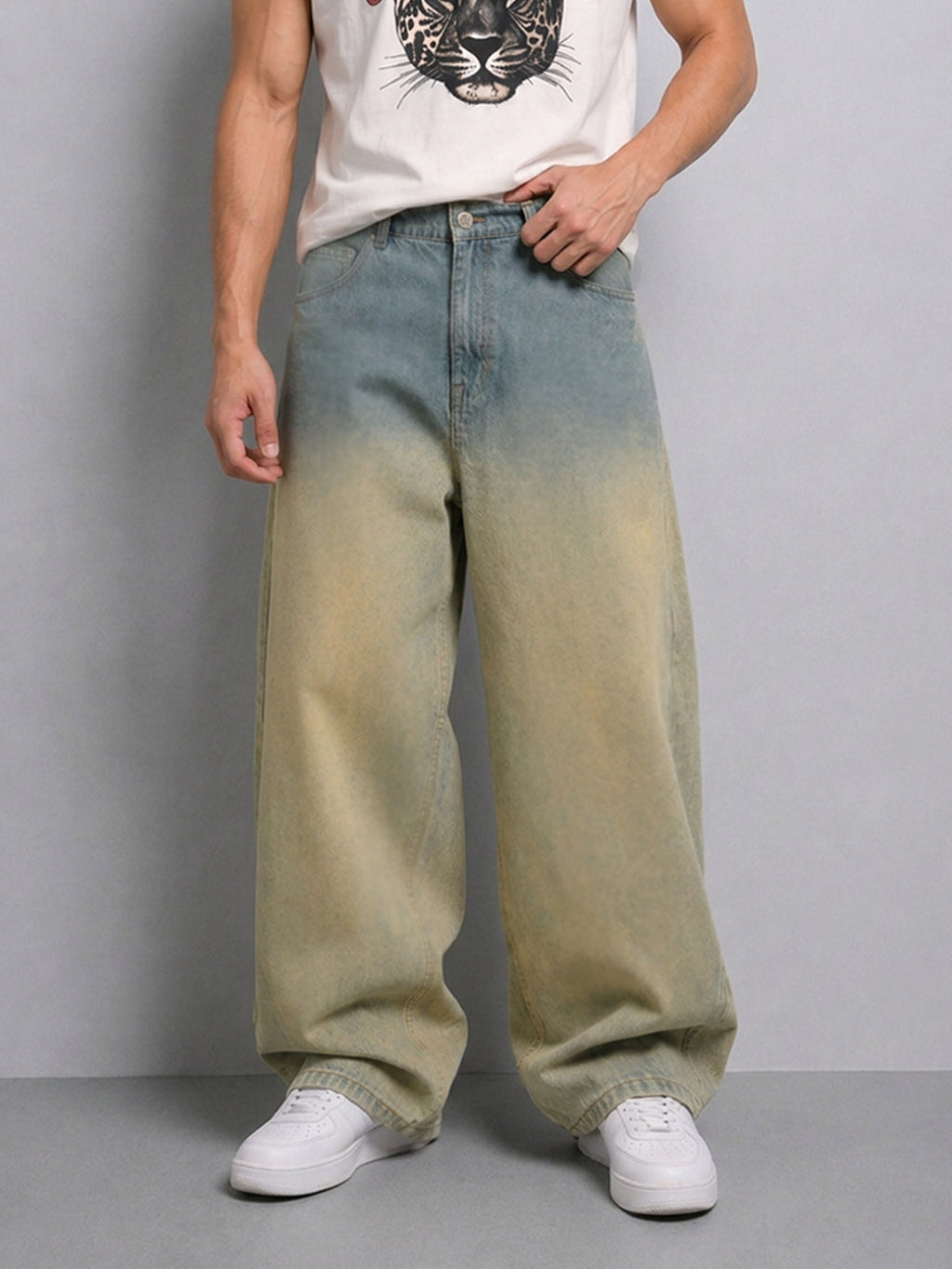 Tinted Blue Ombre Baggy Jeans