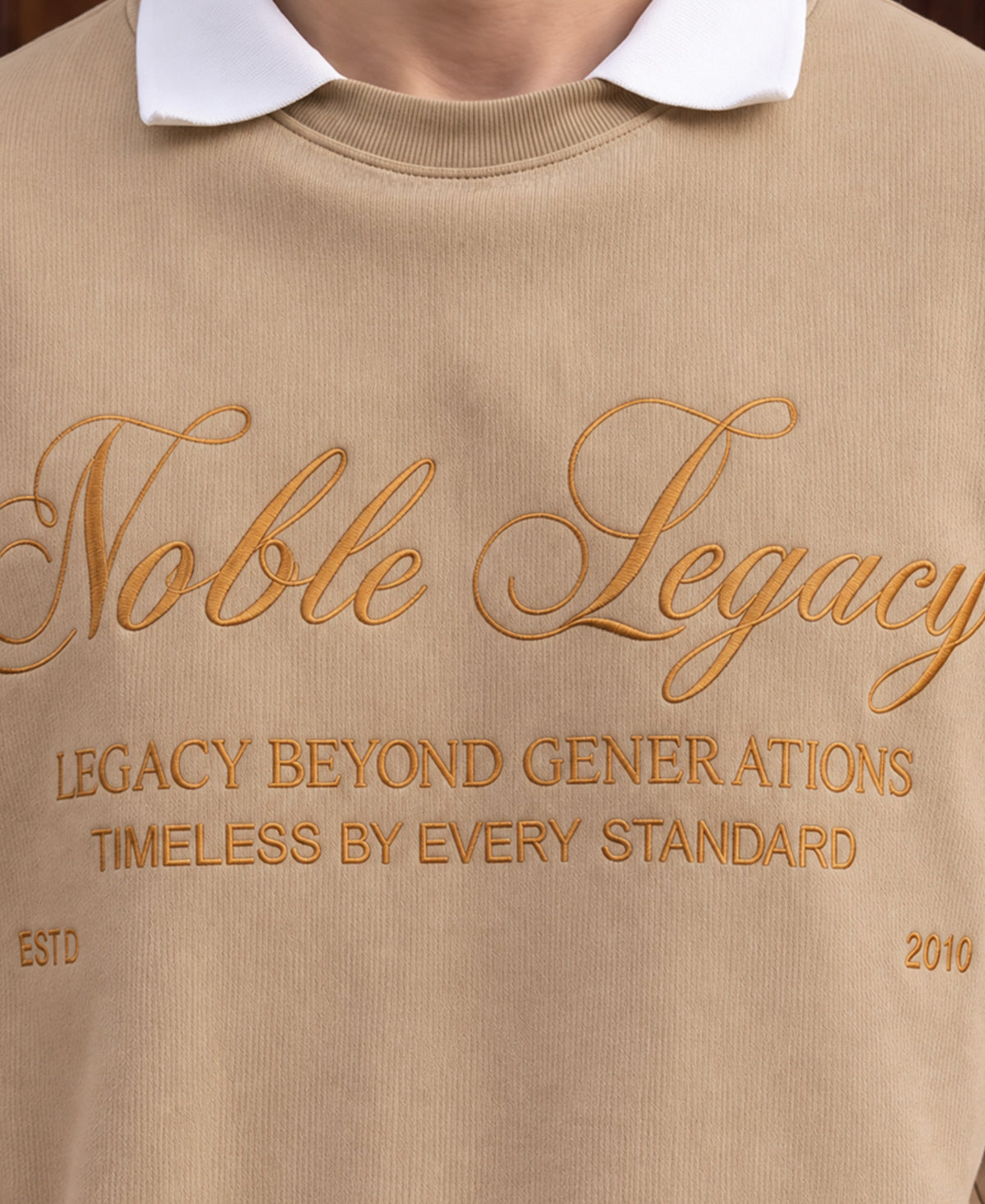 Beige Embroidered Knitted T-Shirt