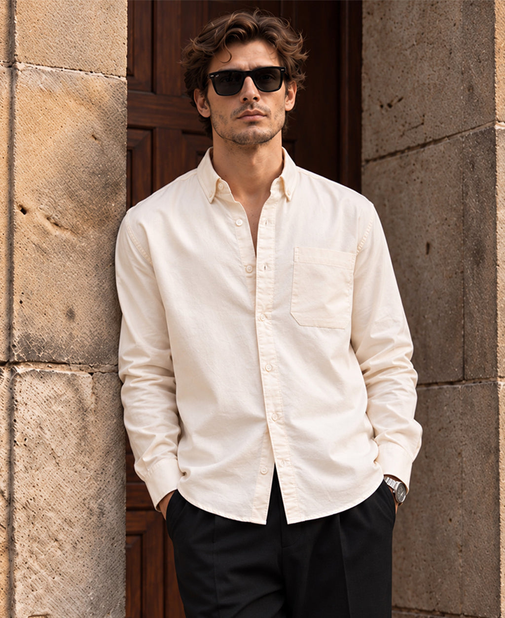 Cream Oxford Botton Down Shirt
