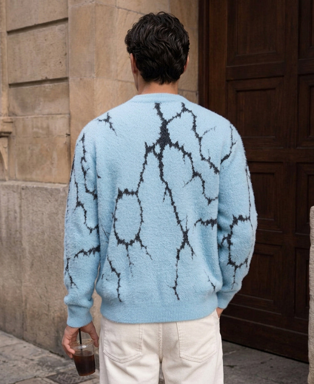 Light Blue Abstract Fuzzy Sweater