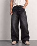 Black Thunder Print Baggy Jeans
