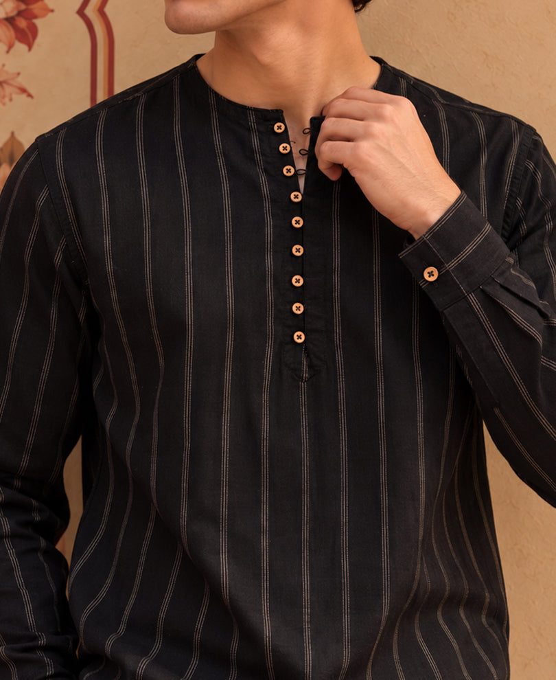 Black Striped Kurta Shirt