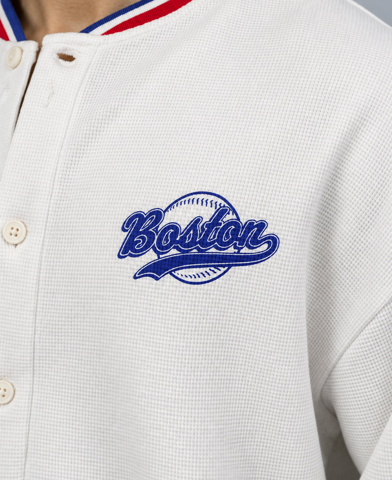 White Knit Baseball Shirt
