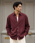 Wine Structured Stripe Overshirt