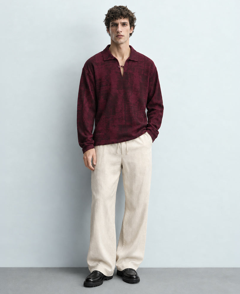 Wine Abstract Print Polo T-Shirt