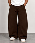 Brown Panelled Barrel Fit Trackpants